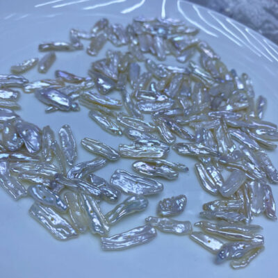 Iridescent Center-Holed Baroque Biwa Freshwater Pearls