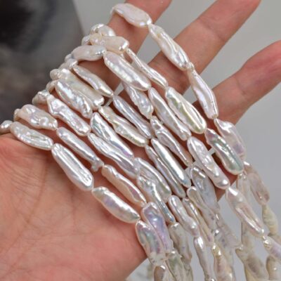 Perles de perles baroques d'eau douce naturelles longues en forme de pipa à faire soi-même