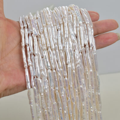 Collar de perlas de agua dulce blancas naturales de alto brillo