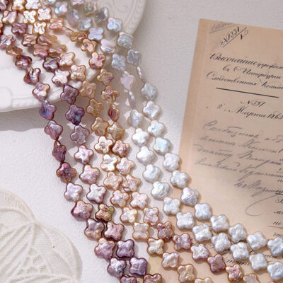 Perle baroque naturelle d'eau douce de qualité supérieure, motif trèfle à quatre feuilles, 10 mm