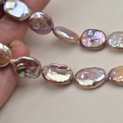 Perles baroques plates, colorées et irrégulières d'eau douce, de 12 à 16 mm