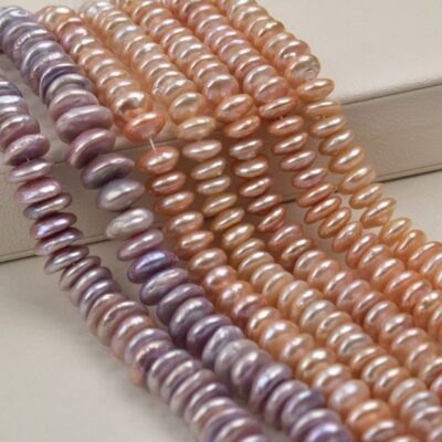 Perlas barrocas de botón de 12 mm, doradas y moradas, de alto brillo.