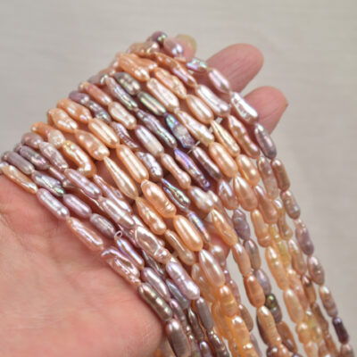 Perles baroques Keshi en forme de cure-dent, colorées, brillantes et texturées, de 5 à 15 mm