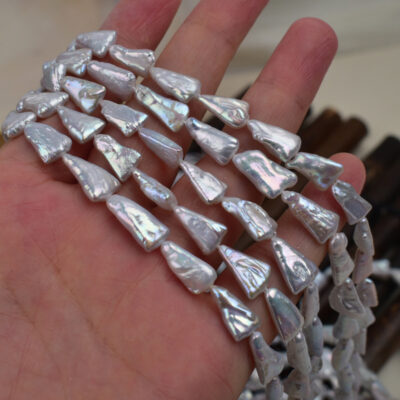 Perles baroques d'eau douce blanches naturelles de 7 à 10 mm, beau lustre