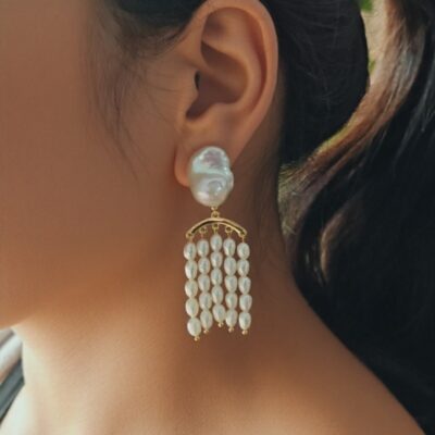 Baroque-Freshwater-Pearl-Tassel-Chandelier-Earrings