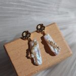 Hand-Wired-Biwa-Pearl-Textured-Gold-Dangle-Earrings-Deetails-Display