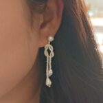 Pendientes de plata S925 con perlas de agua dulce y nudo tejido