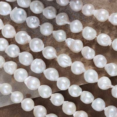 11-13mm White Natural Freshwater Pearls Baroque Round Pearl