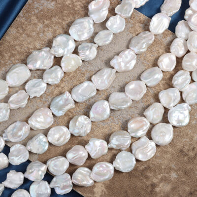 15mm White High-Quality Baroque Freshwater Pearls