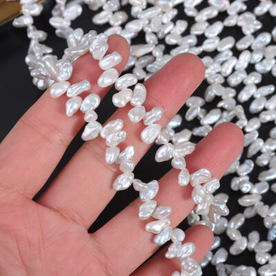 4mm White Excellent Luster Baroque Petal Shape Freshwater Pearls