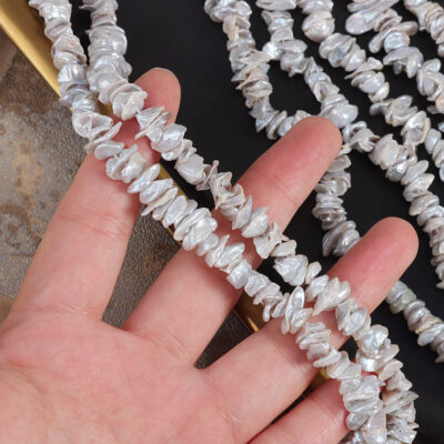 7-8mm Natural Grey Freshwater Baroque Irregular Pearls