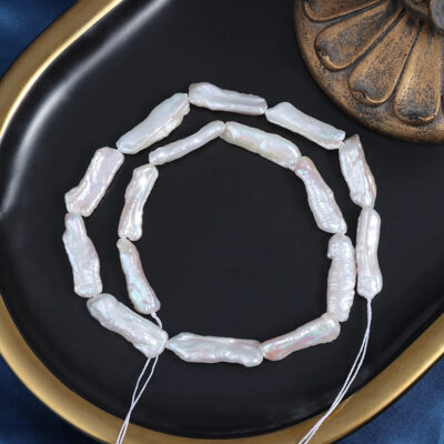 Perla de agua dulce Biwa blanca natural de 7-8 mm