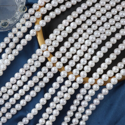 Perles d'eau douce naturelles blanches, presque rondes, de 8 mm