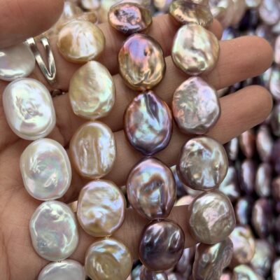 14-16mm Purple Oval  Natural Coin Freshwater Pearls