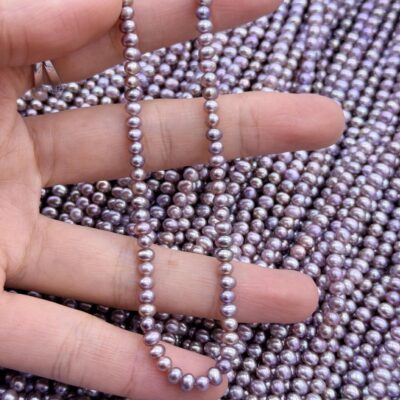 3.5-4mm Champagne Egg-Shaped Freshwater Pearls with Clean Surface for DIY Jewelry
