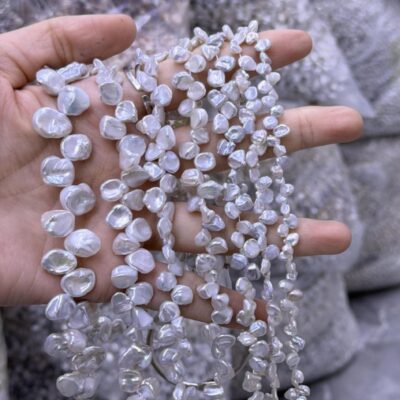 4-11mm Silver-Blue Luster White Baroque Freshwater Pearls