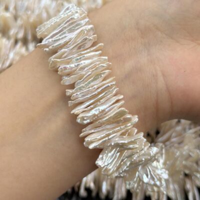 7mm Biwa-Shaped Stacked-Hole Baroque Pearl