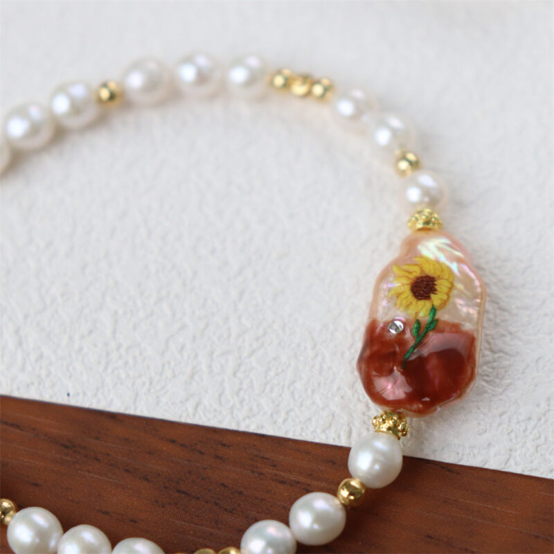 Exhibición de pulsera Edison-Baroque-Perlas de Agua Dulce-Girasol