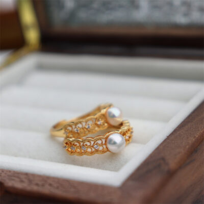 Filigree-Zircon-Freshwater-Pearl-Adjustable-Ring-Show