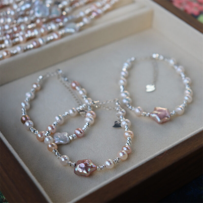 Pulsera de perlas estrelladas barrocas de agua dulce