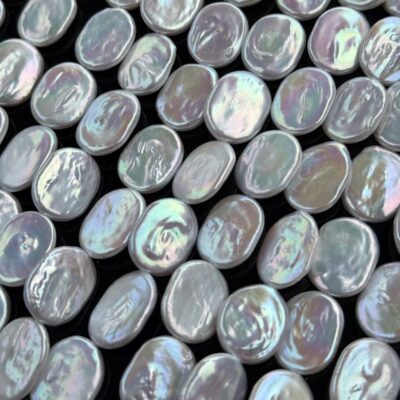 Large White High-Quality Luster Oval Coin Freshwater Pearls