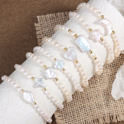 Natural-Baroque-Freshwater-Pearl-Elastic-Bracelet-Back-View