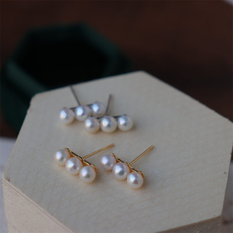 Pendientes de barra con perlas de agua dulce de plata de ley 925