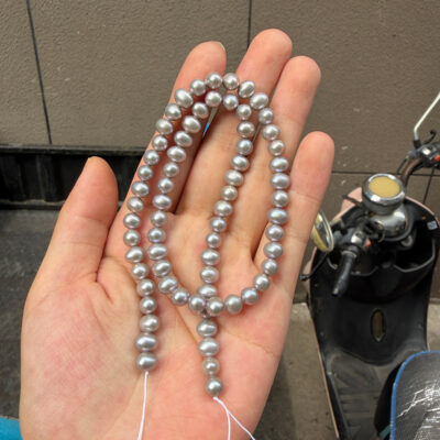 5.5-6mm Grey Smooth Potato Freshwater Pearls Strand