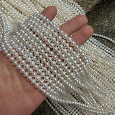 5.5-6mm White Good Luster Round Pearls Strand