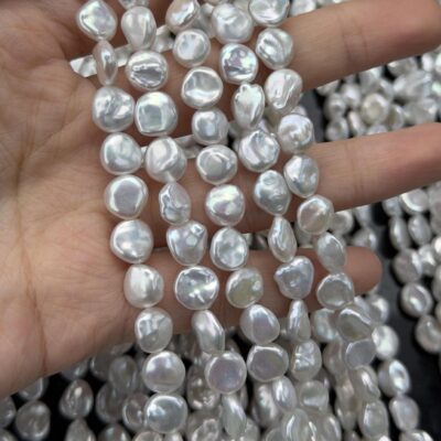 6-9mm White Lustrous Baroque Freshwater Pearls