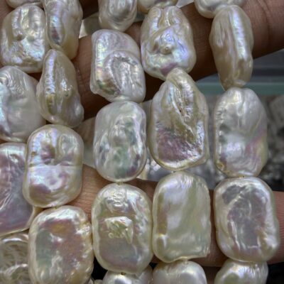 12x17mm Iridescent White Baroque Square freshwater Pearls