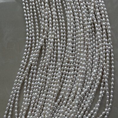 4mm Aurora White Long Rice Pearls