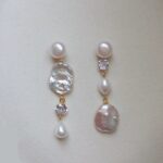 Boucles d'oreilles françaises originales baroques en perles, style AB, irrégulières : détails à afficher