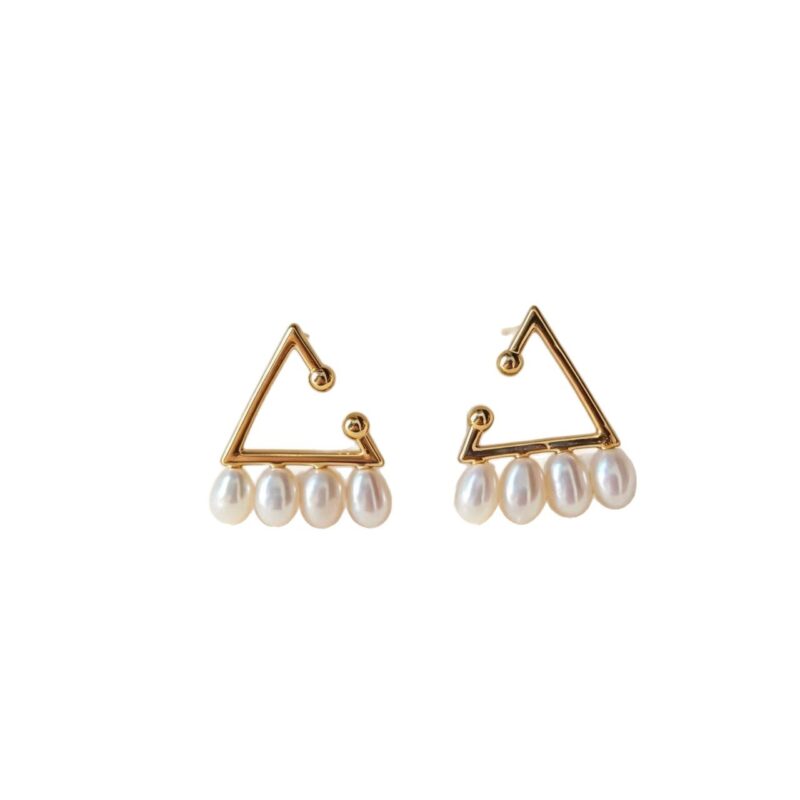 Gold-Plated-Copper-Freshwater-Pearl-Triangle-Studs-Deetails-Display