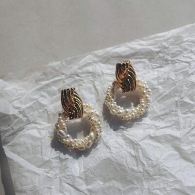 Handmade-Wrapped-Freshwater-Pearl-Hoop-Stud-Earrings
