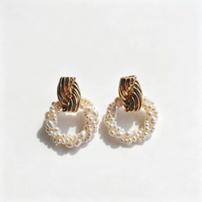 Handmade-Wrapped-Freshwater-Pearl-Hoop-Stud-Earrings-Over-Details