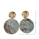 Pendientes colgantes redondos de concha de abulón natural con detalles de disco dorado