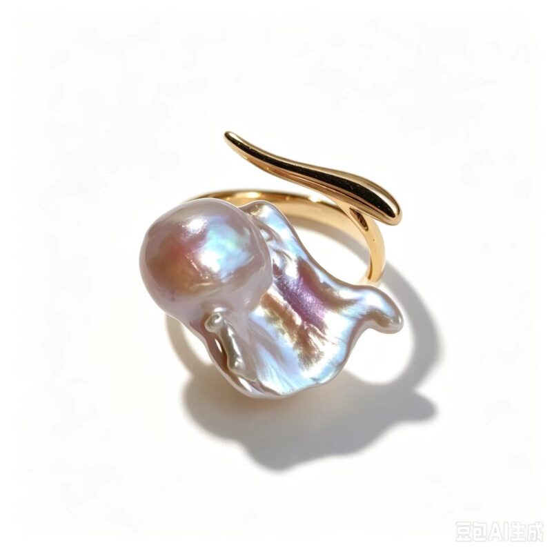 Anillo ajustable con perlas barrocas de agua dulce natural