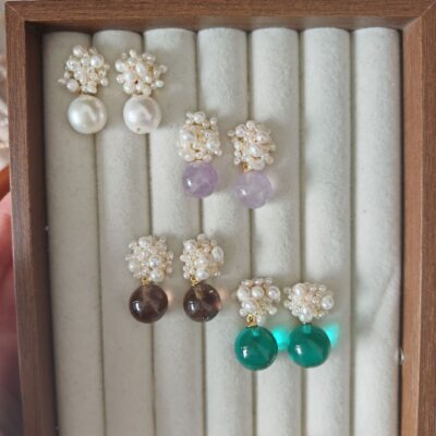 Boucles d'oreilles à clous en perles d'eau douce naturelles, ornées de perles en forme de goutte d'améthyste