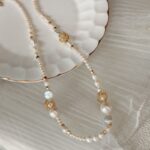 Detalles del juego de alambre de cobre chapado en oro con perlas de agua dulce naturales