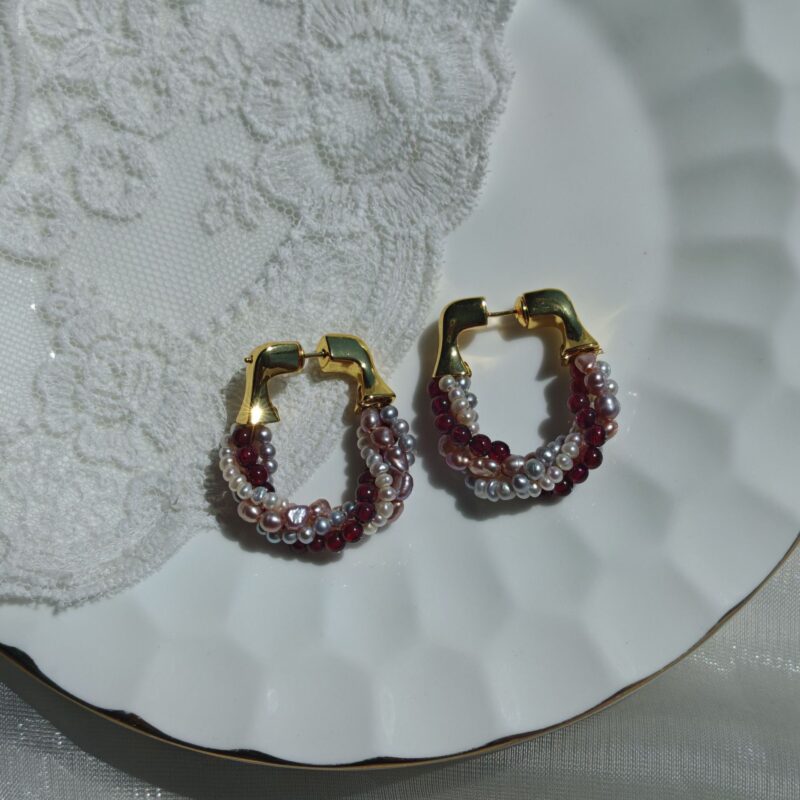 Natural-Freshwater-Pearl-Handmade-French-Style-Post-Earrings-Front-View
