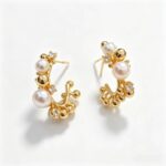 Natural-Freshwater-Pearl-Hoop-Stud-Earrings-Irregular-Design-Deetails-Display