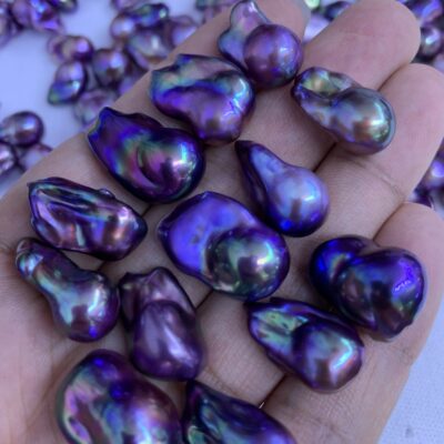 Natural Iridescent Purple Baroque Pearls