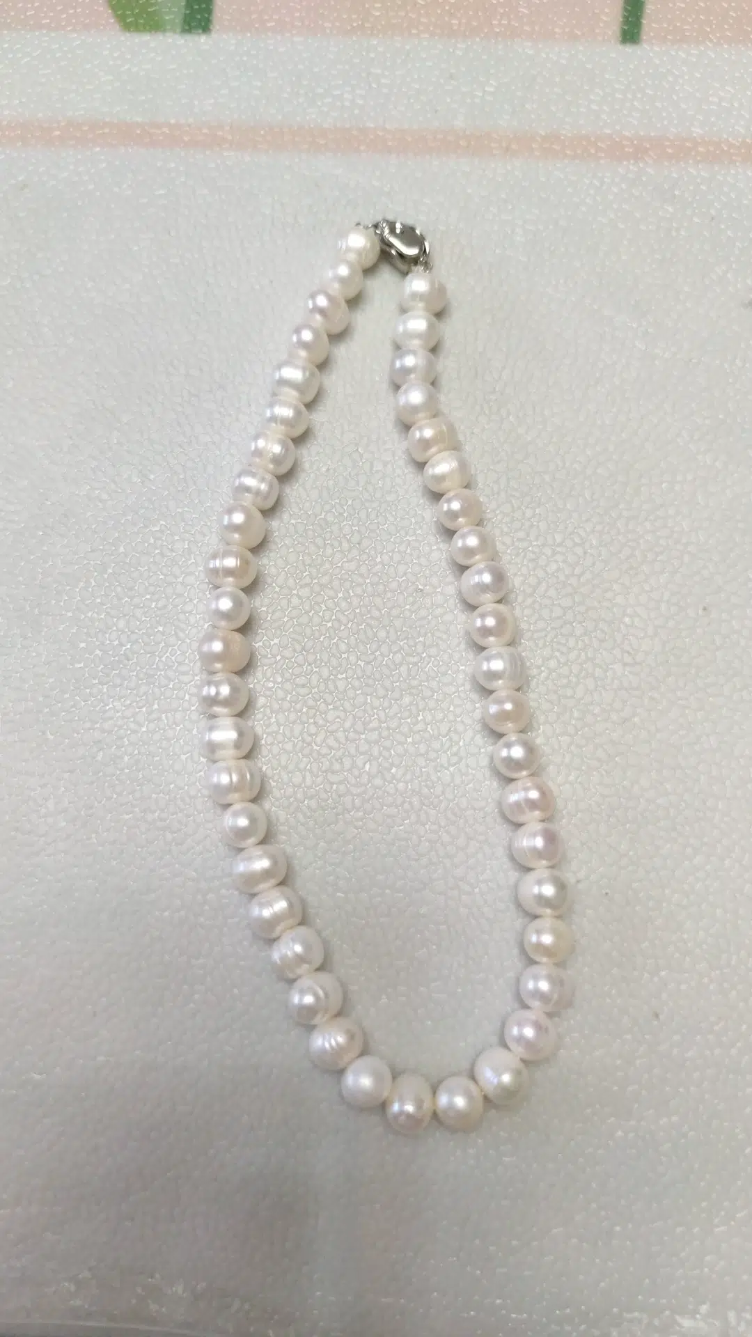 Reseña fotográfica de perlas de agua dulce de patata de 9 mm de alto brillo para collar DIY
