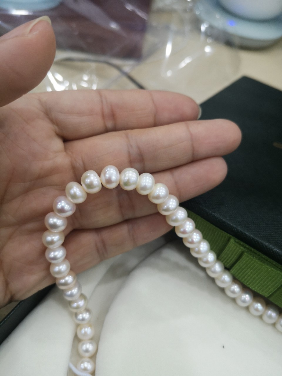 Avis photo sur le collier de perles d'eau douce avec fermoir en argent S925