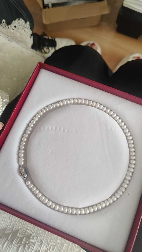 Avis photo sur le collier de perles d'eau douce avec fermoir en argent S925