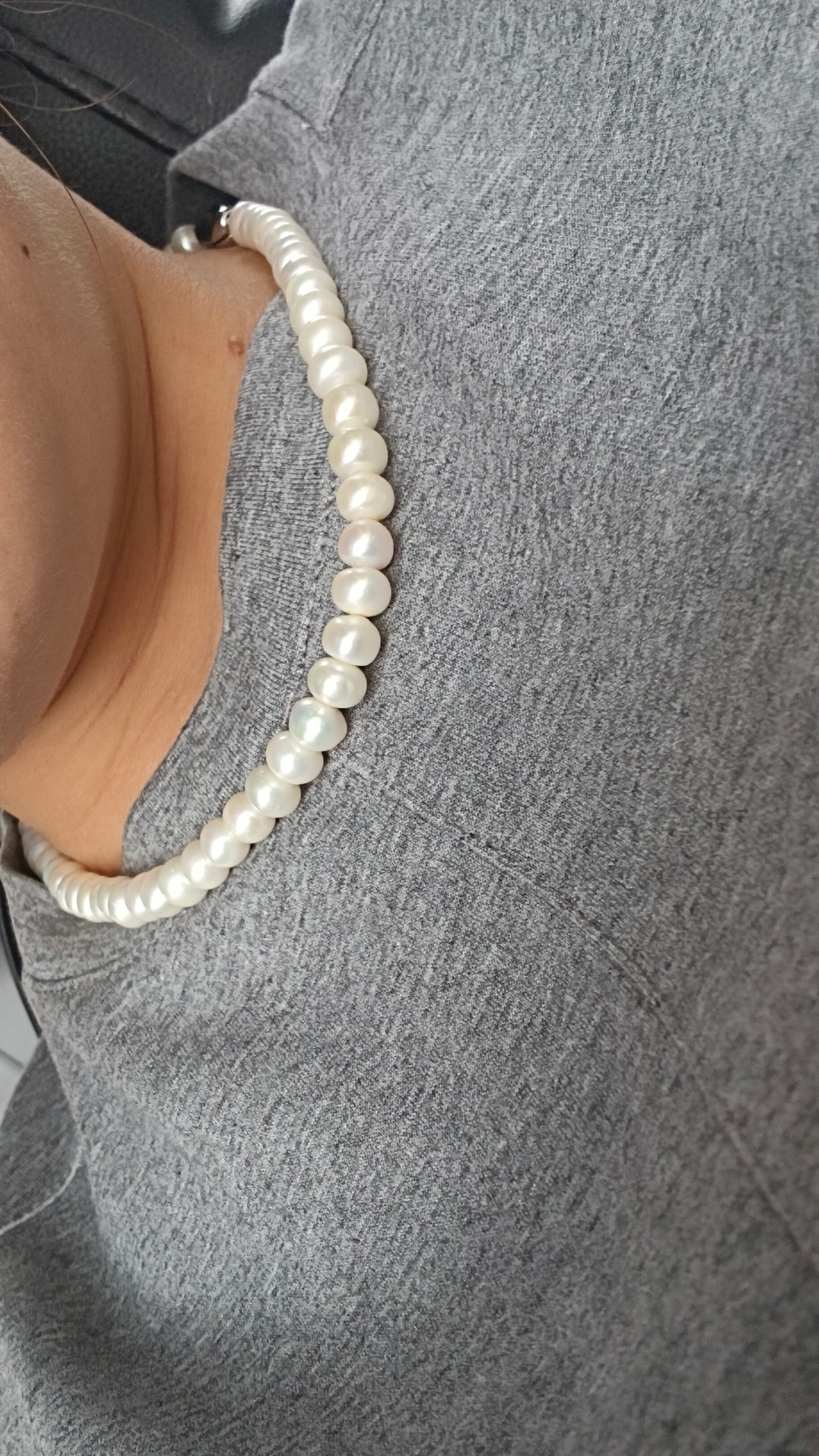 Avis photo sur le collier de perles d'eau douce avec fermoir en argent S925