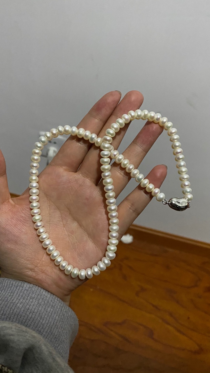 Avis photo sur le collier de perles d'eau douce avec fermoir en argent S925