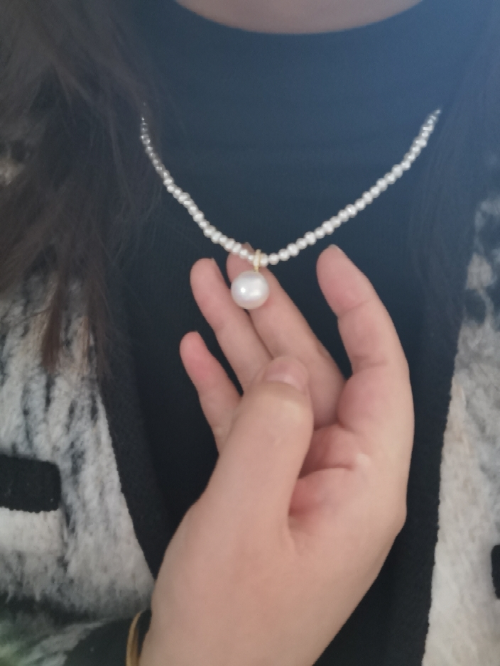 Gold-Plated S925 Silver Floating Freshwater Pearl Necklace photo review