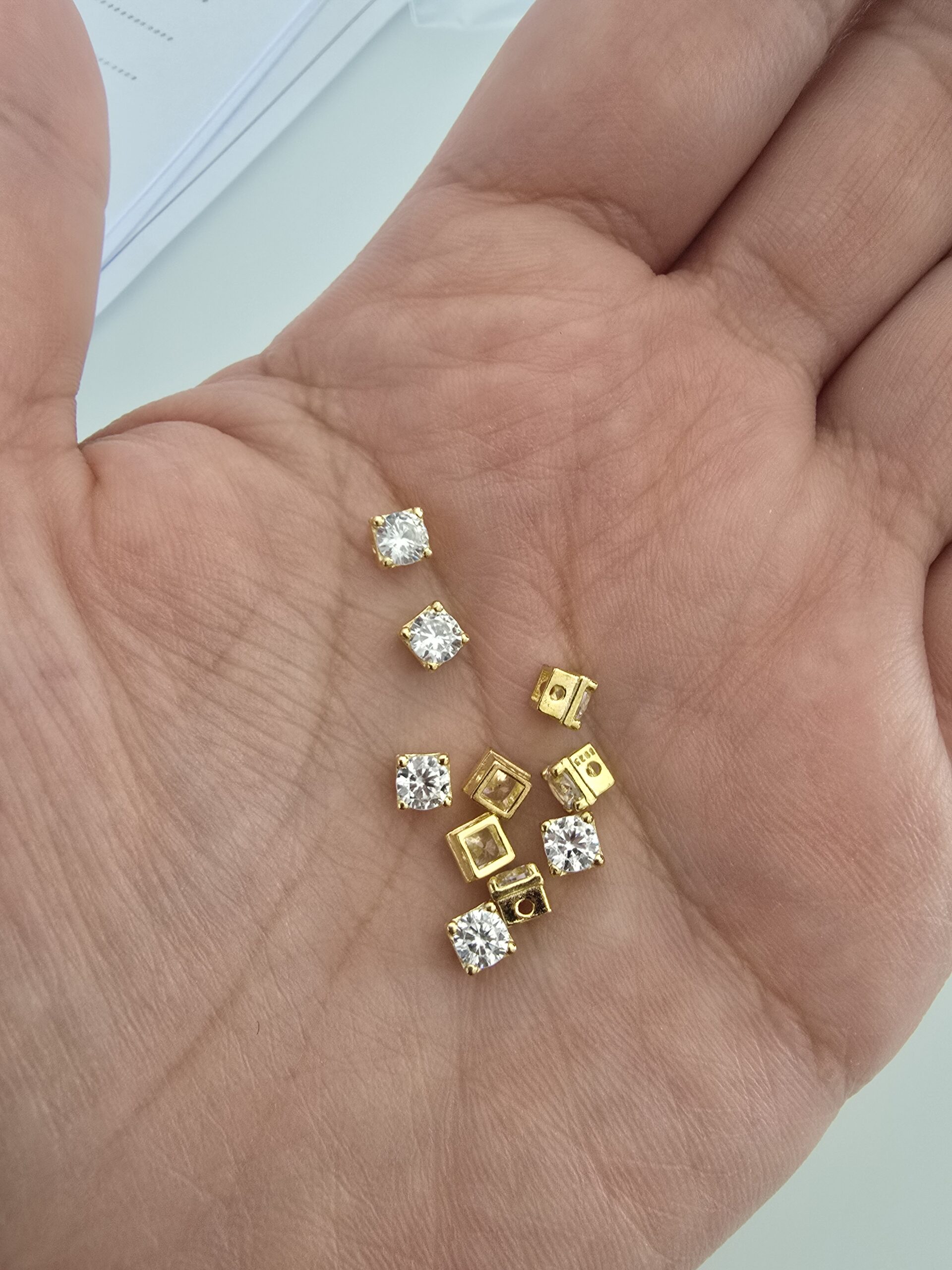 S925 Sterling Silver Gold-Plated Diamond Spacer Beads photo review